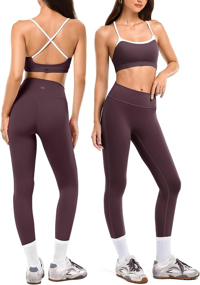 2 Piece Workout Sets for Women, Camisole Square Neck Tops & Seamless Leggings, Gym Yoga Pilates O... | Amazon (US)