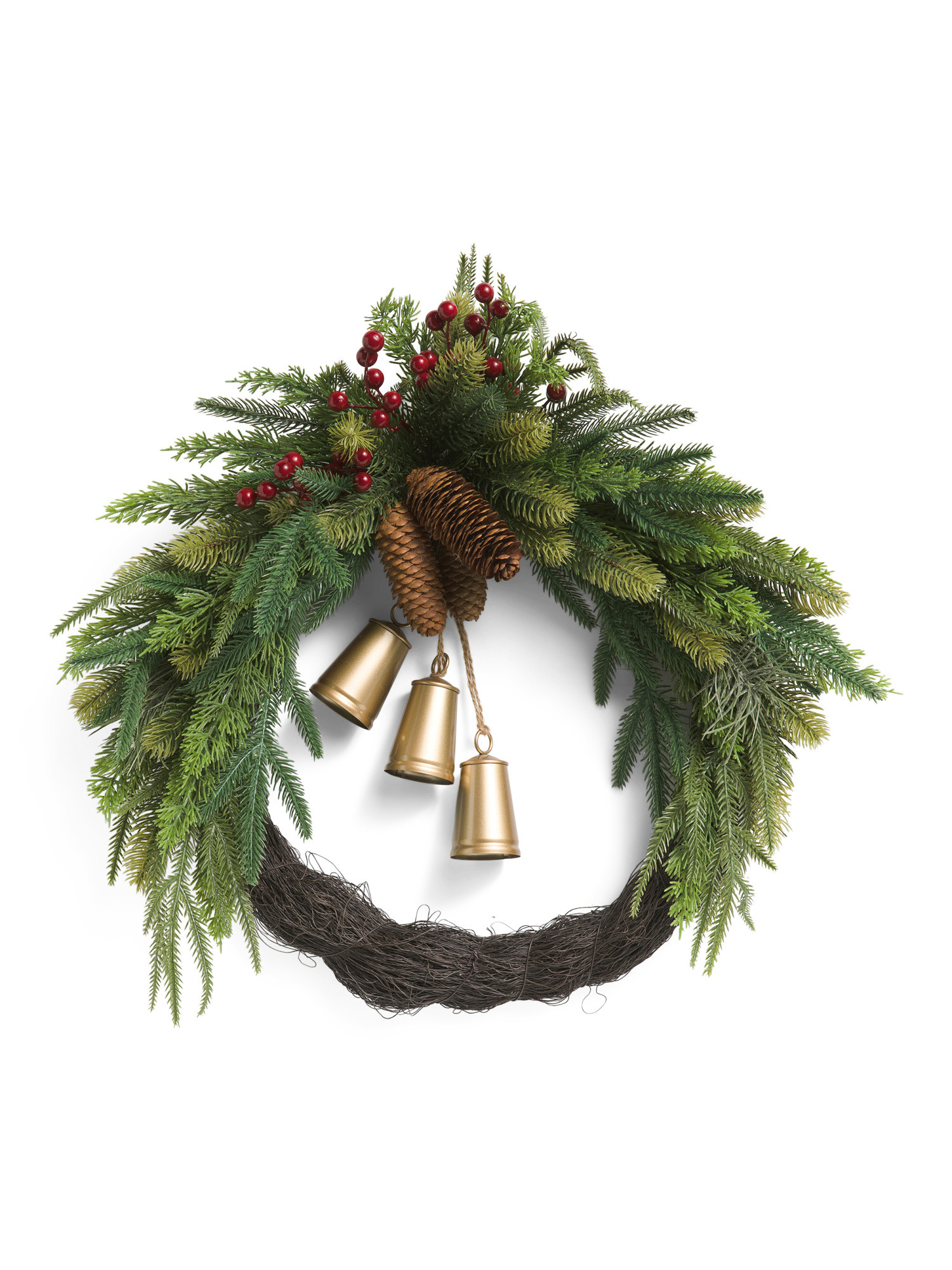 24in Norfolk Pine Wreath With Bells | Marshalls