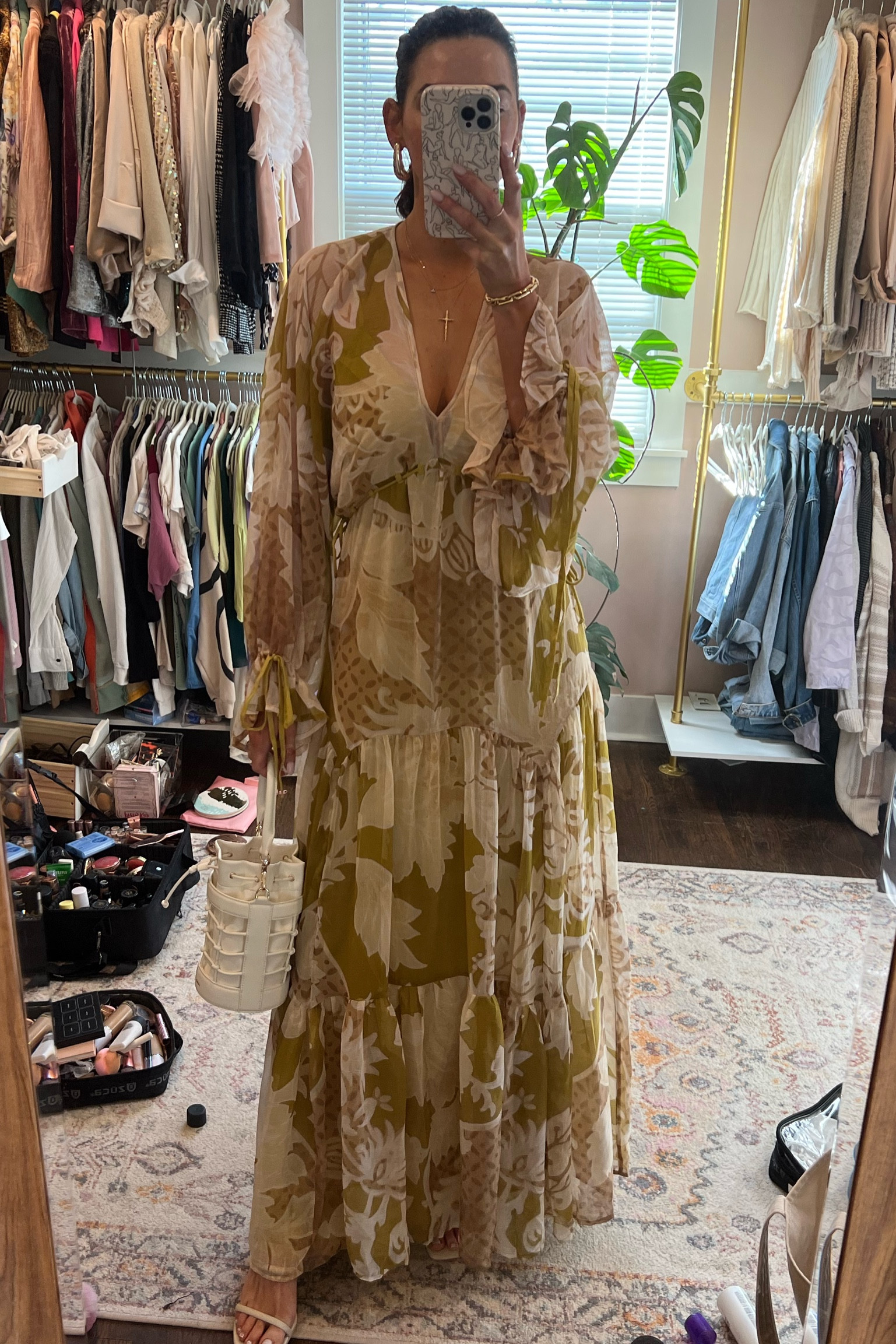 fitted lace wedding dress River Island Cream Embellished Long Sleeve Maxi Dress