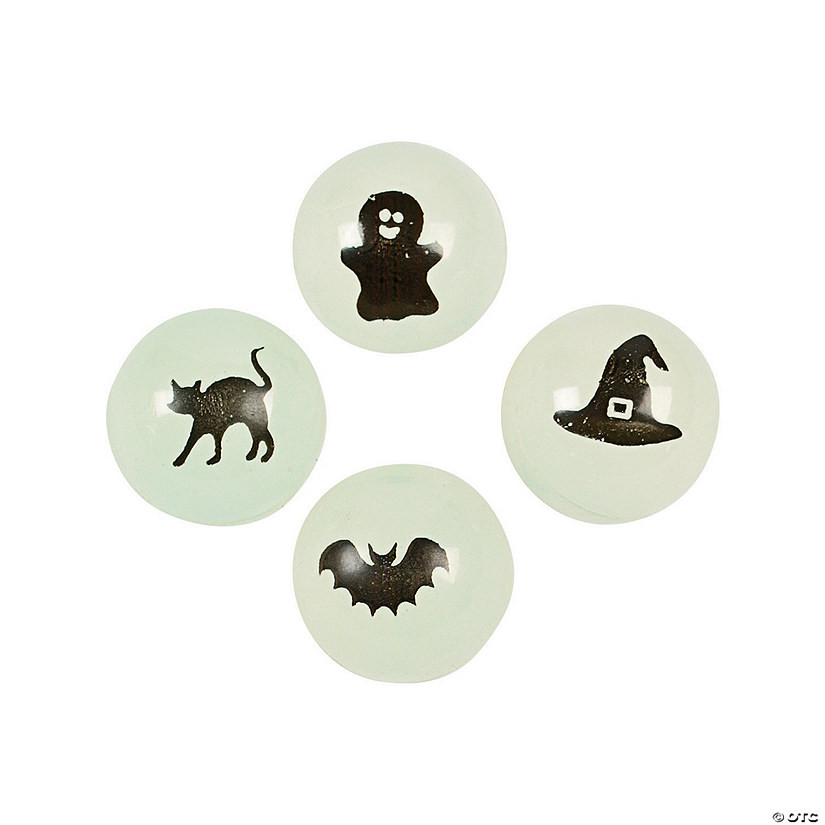 1" Bulk 48 Pc. Mini Glow-in-the-Dark Halloween Rubber Bouncy Ball Assortment | Oriental Trading Company