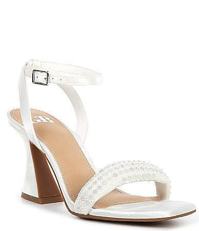 GB Razl-Dazl Satin Pearl Embellished Sculptural Heel Dress Sandals - 6 | Dillard's