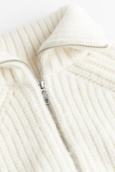 Rib-knit Half-zip Sweater - Cream - Ladies | H&M US | H&M (US + CA)