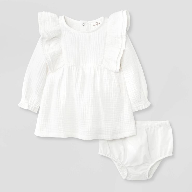 Baby Girls' Gauze Long Sleeve Dress - Cat & Jack™ Cream | Target