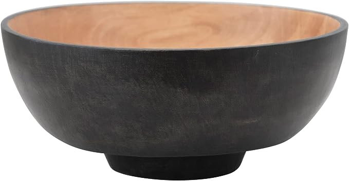 Creative Co-Op Hand-Carved Mango Wood Footed Bowl, 12" L x 12" W x 5" H, Black | Amazon (US)