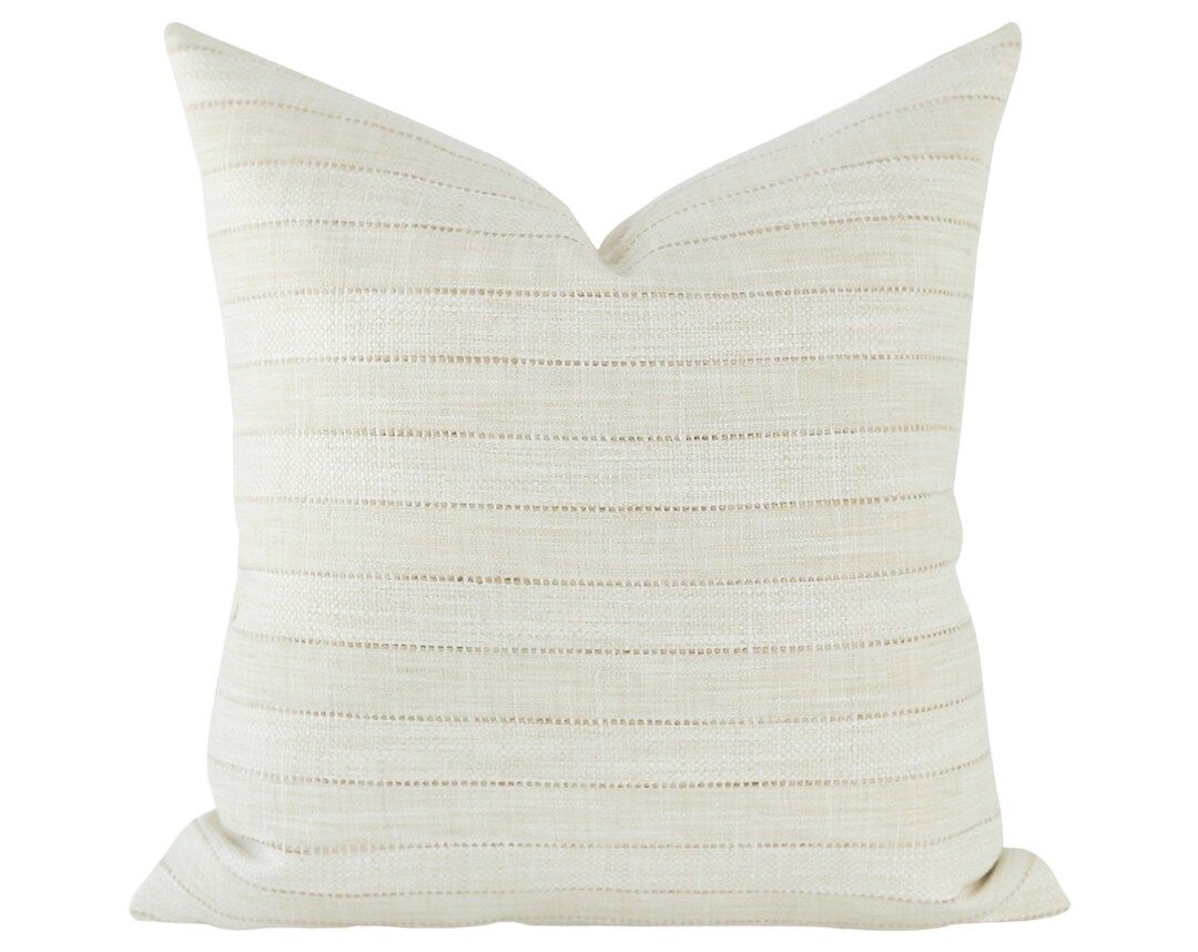 Cream Striped Pillow Covers, Modern Farmhouse Pillows, Woven Pillow Covers, Throw Pillows 20x20, ... | Etsy (US)