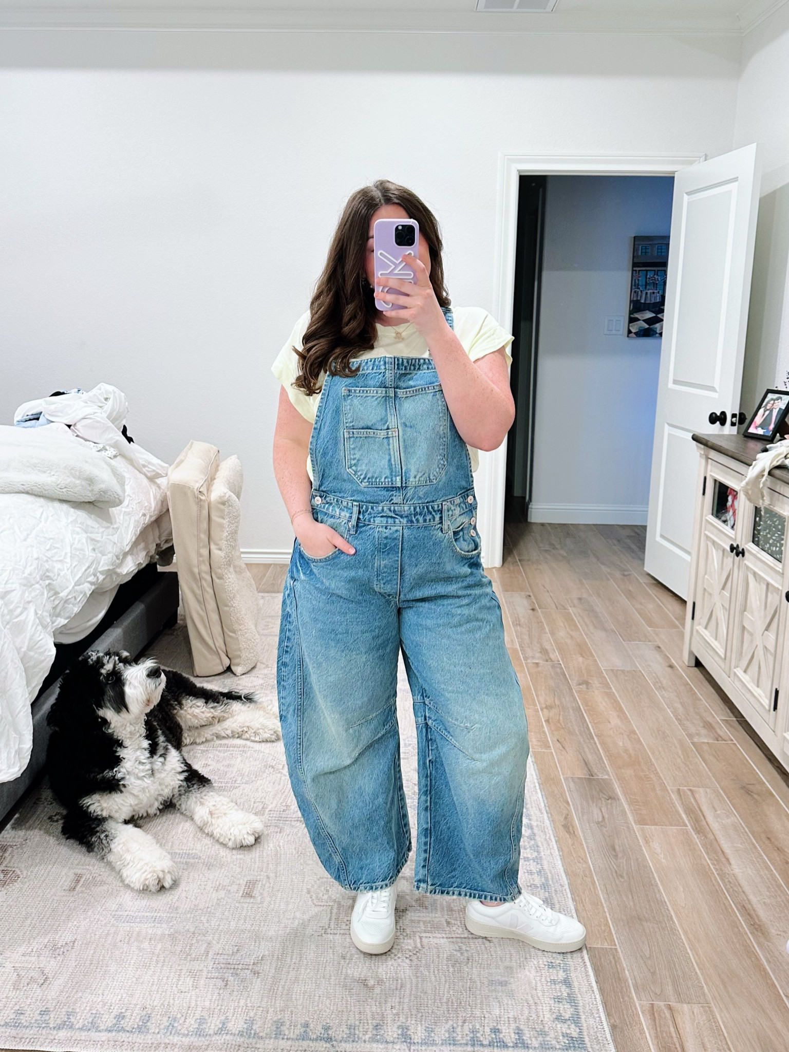 finally hopped on the barrel Jean overalls trend and I’m never going back! Obsessed with these! 
Tee - large (old from target)
Overalls - size large 

#LTKMidsize #LTKShoeCrush