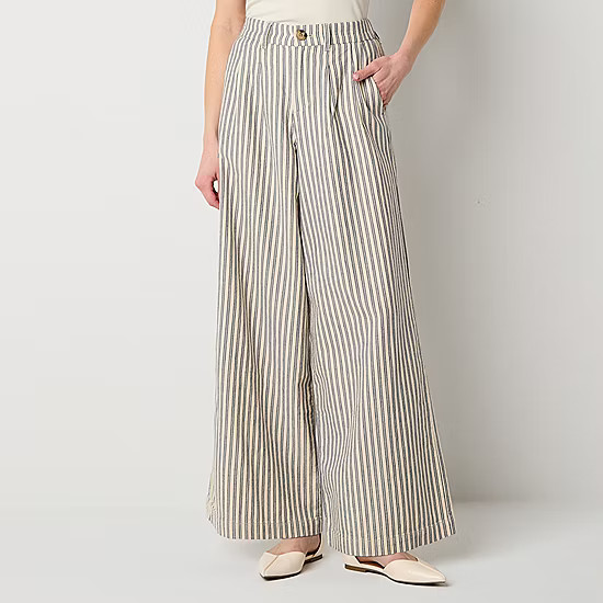 a.n.a Loose Fit Wide Leg Trouser, Color: Blue White Stripe - JCPenney | JCPenney