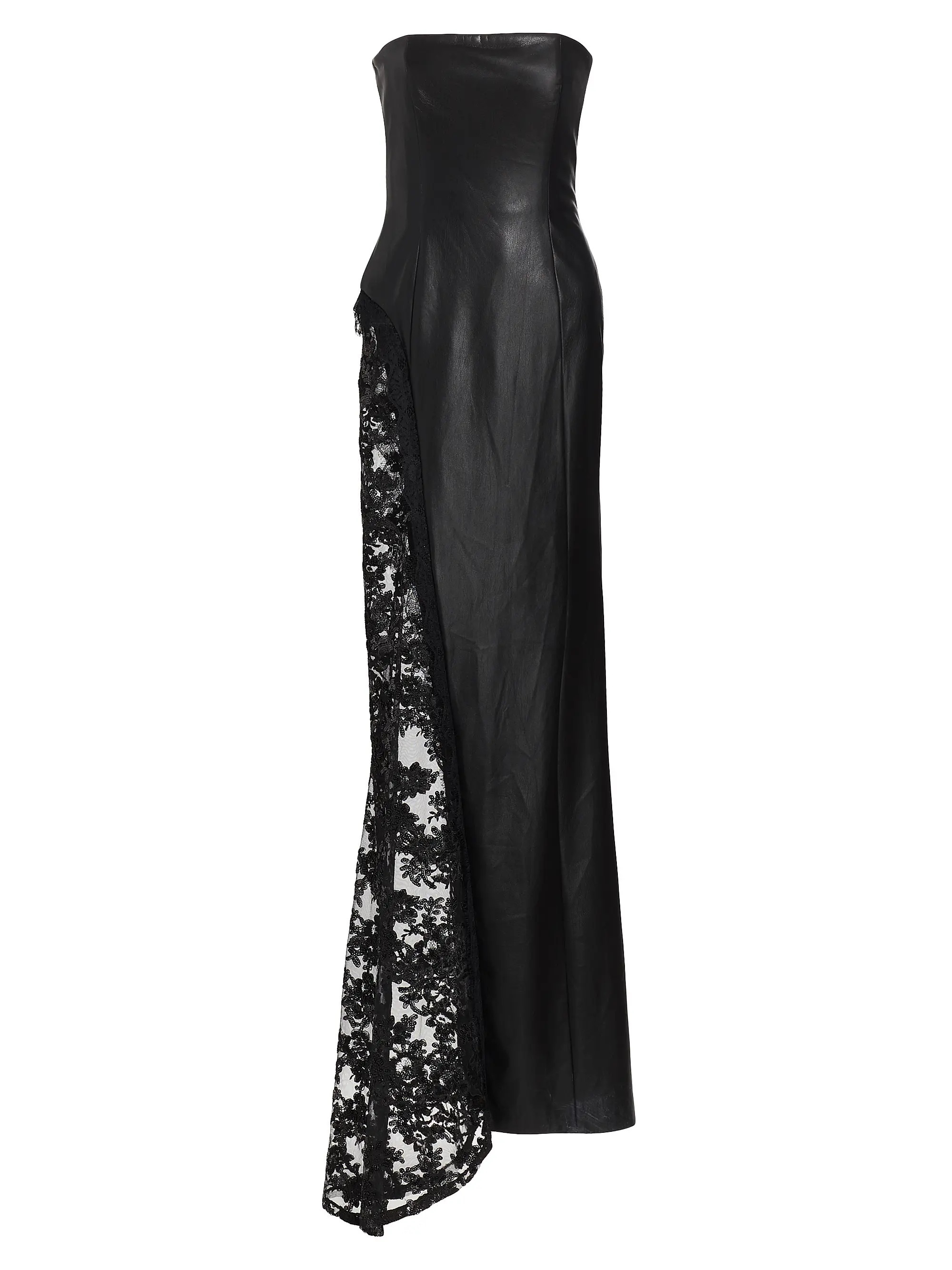 Shop Alice + Olivia Retha Strapless Vegan Leather &amp; Sequined Gown | Saks Fifth Avenue | Saks Fifth Avenue