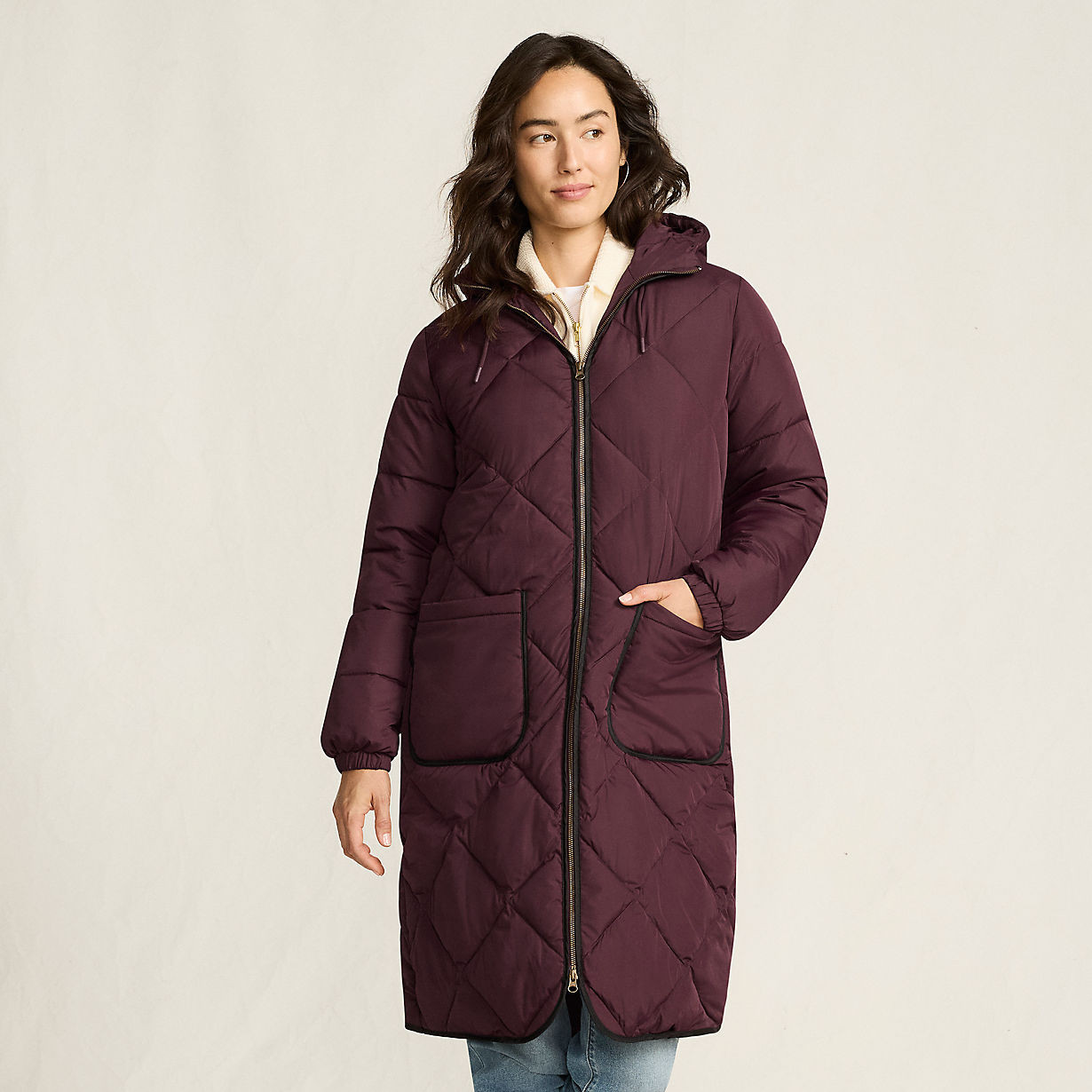 Women's FeatherFree Insulated Diamond Quilted Maxi Coat | Lands' End (US)
