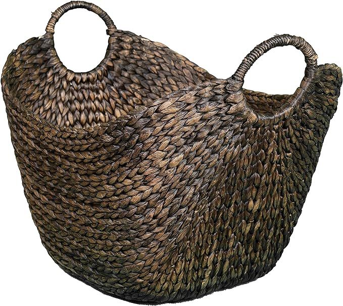 BirdRock Home Water Hyacinth Laundry Baskets (Espresso) - One Basket Included - Hand Woven | Amazon (US)