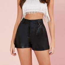 Faux Leather Shorts With Pockets | SHEIN