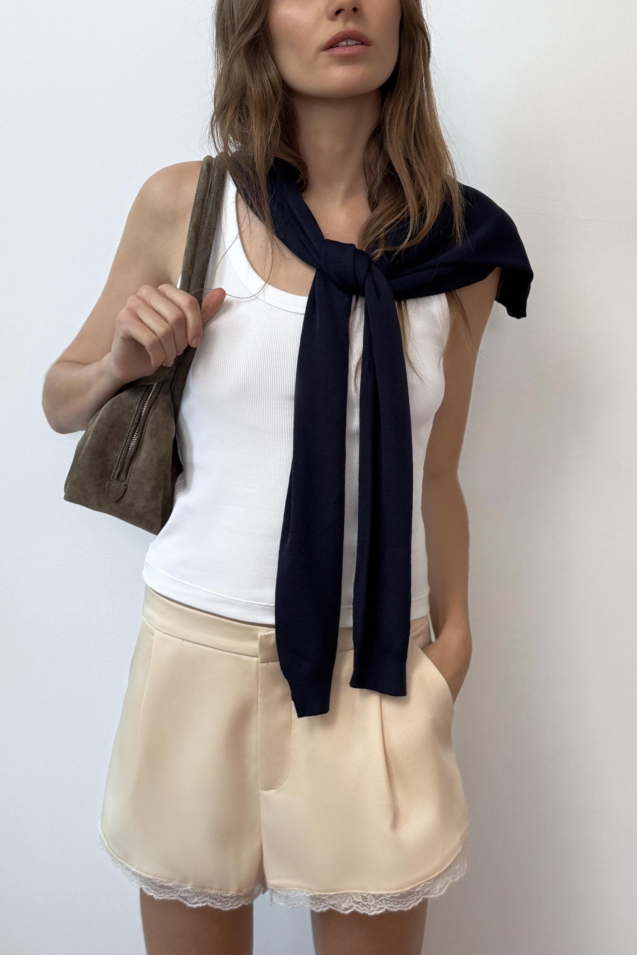 SATIN SHORTS WITH LACE TRIM | Zara UK