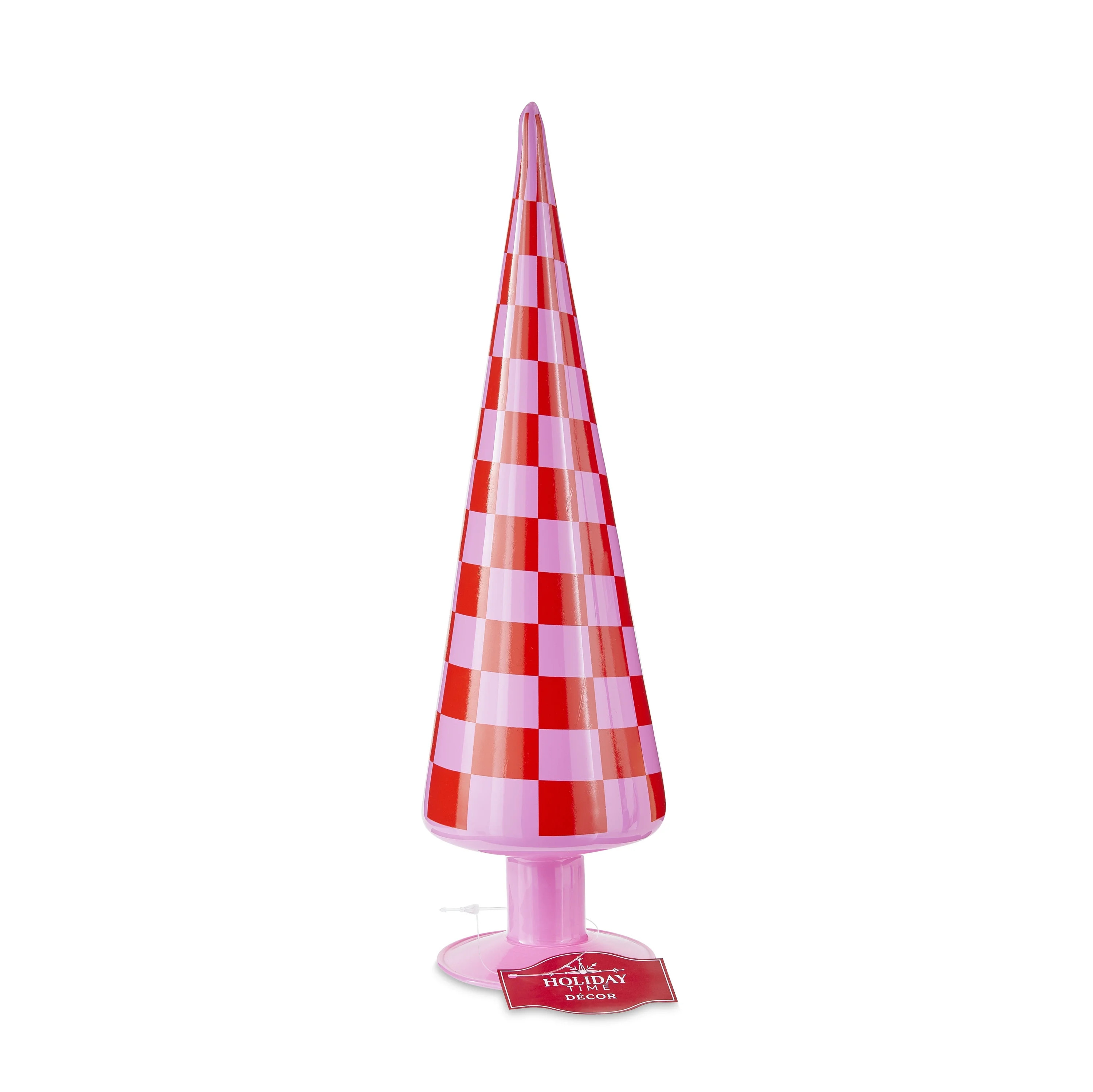 Red and Pink Checkered Glass Tree, 11 in, Holiday Time | Walmart (US)