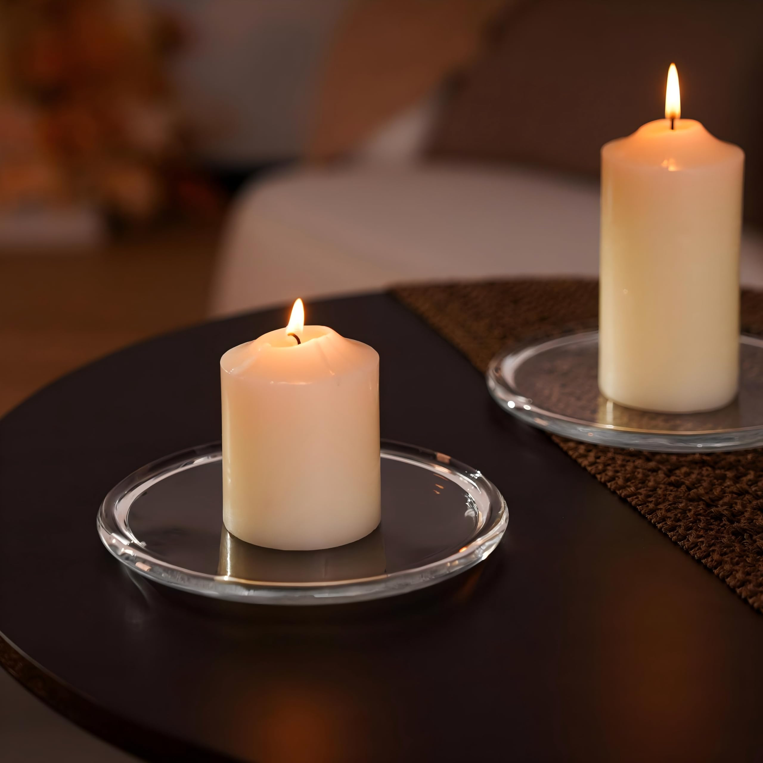 NUPTIO Glass Candle Plate for Home： Set of 2 Large Pillar Candle Tray - 7 inch Diameter Round C... | Amazon (US)
