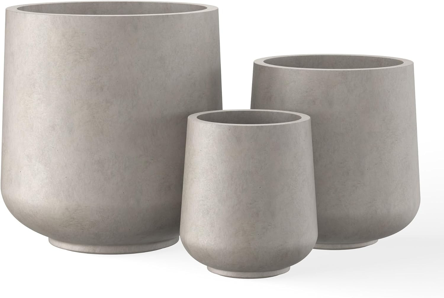 Kante Set of 3 Weathered Concrete Curved Round Planters for Modern Home | Amazon (US)