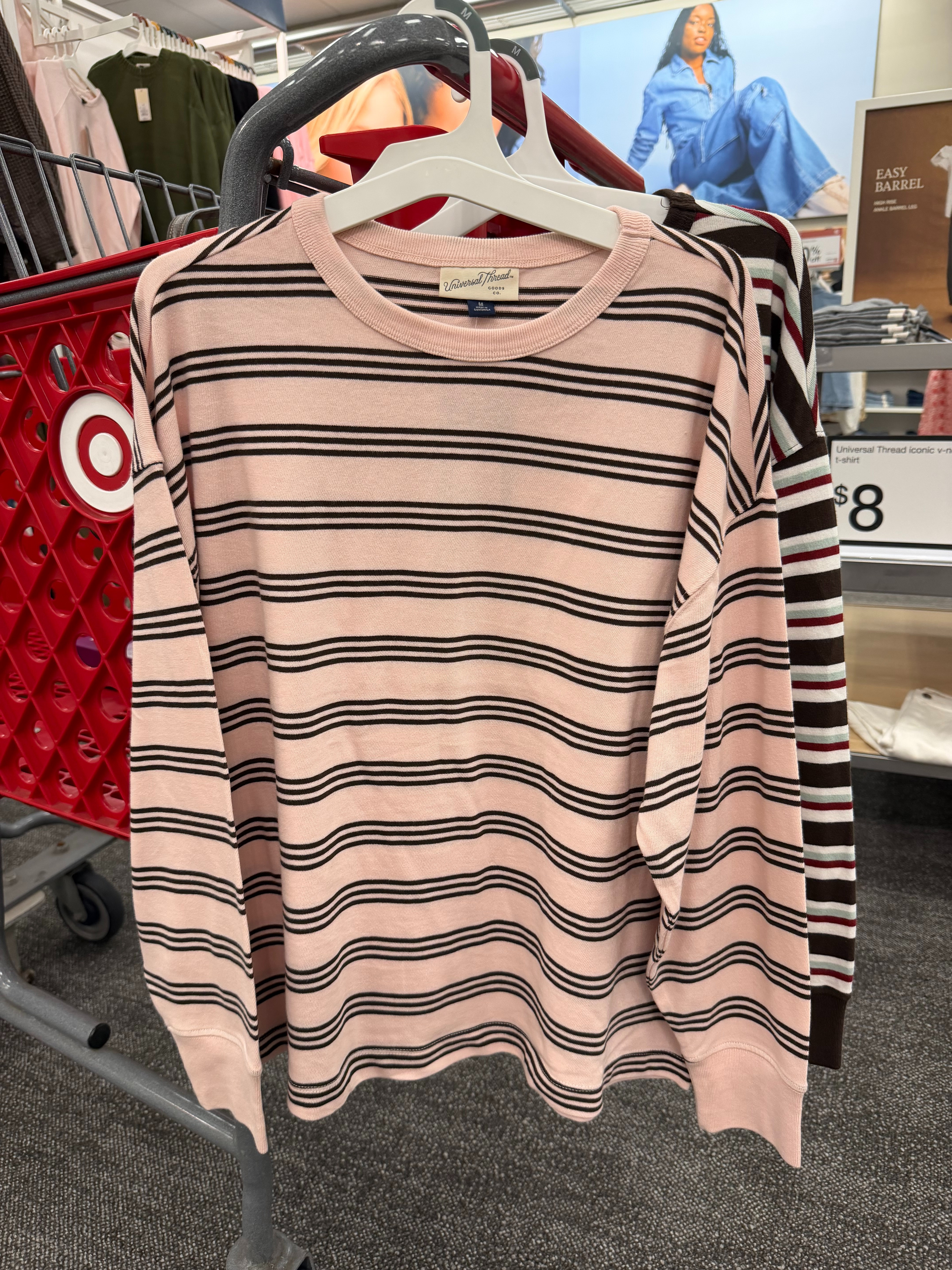 The cutest elevated basic for fall. This pink striped long sleeve tee has that effortless vintage look and would be so cute with jeans, trousers or layered under a jacket! It comes in 5 colorways and was a best seller last month! Made of 100% cotton jersey fabric! 

 #LTKgrwm #LTKootd #LTKSeasonal