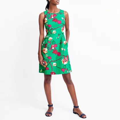 Printed pleated shift dress | J.Crew Factory