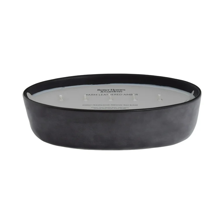 Better Homes & Gardens Warm Leather & Amber 5-Wick 40.5 oz (1.2kg) Oversized Ceramic Candle | Walmart (US)