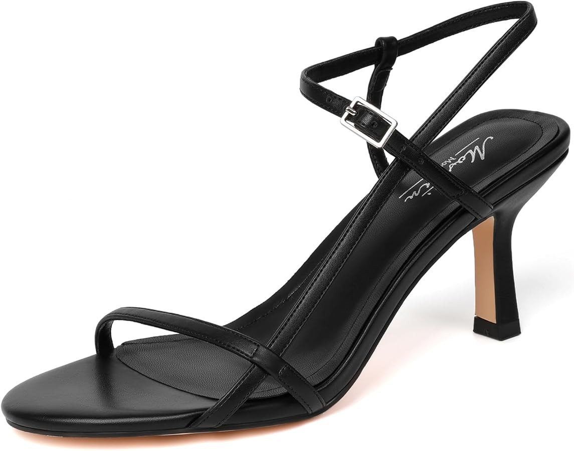 Mostrin Heels for Women Strappy Sandals Square Open Toe High Heel Sandals Ankle Strap Stiletto He... | Amazon (US)
