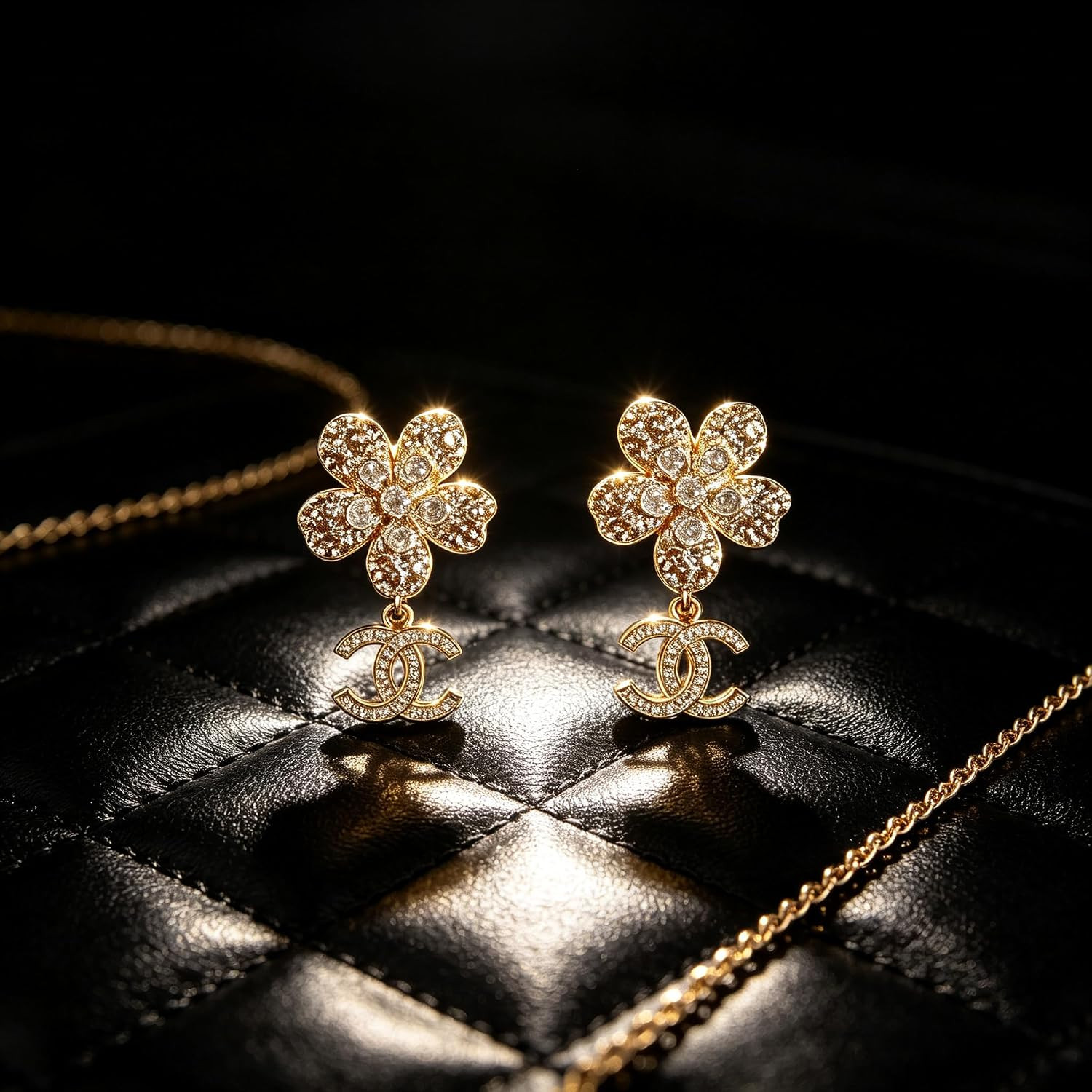 Crystal Flower Drop Earrings with Logo Charm | Amazon (US)
