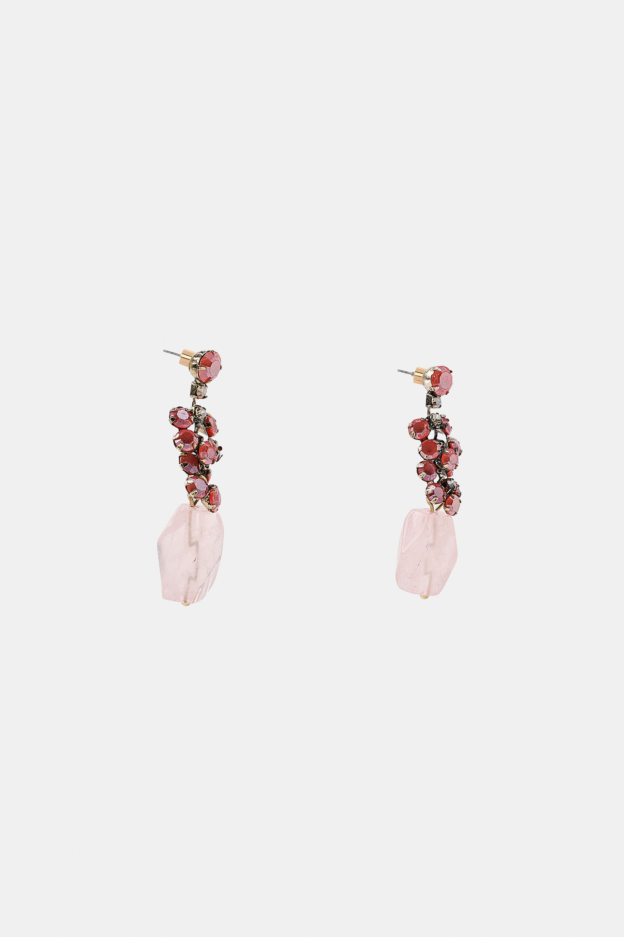 SHINY STONE EARRINGS | Zara UK