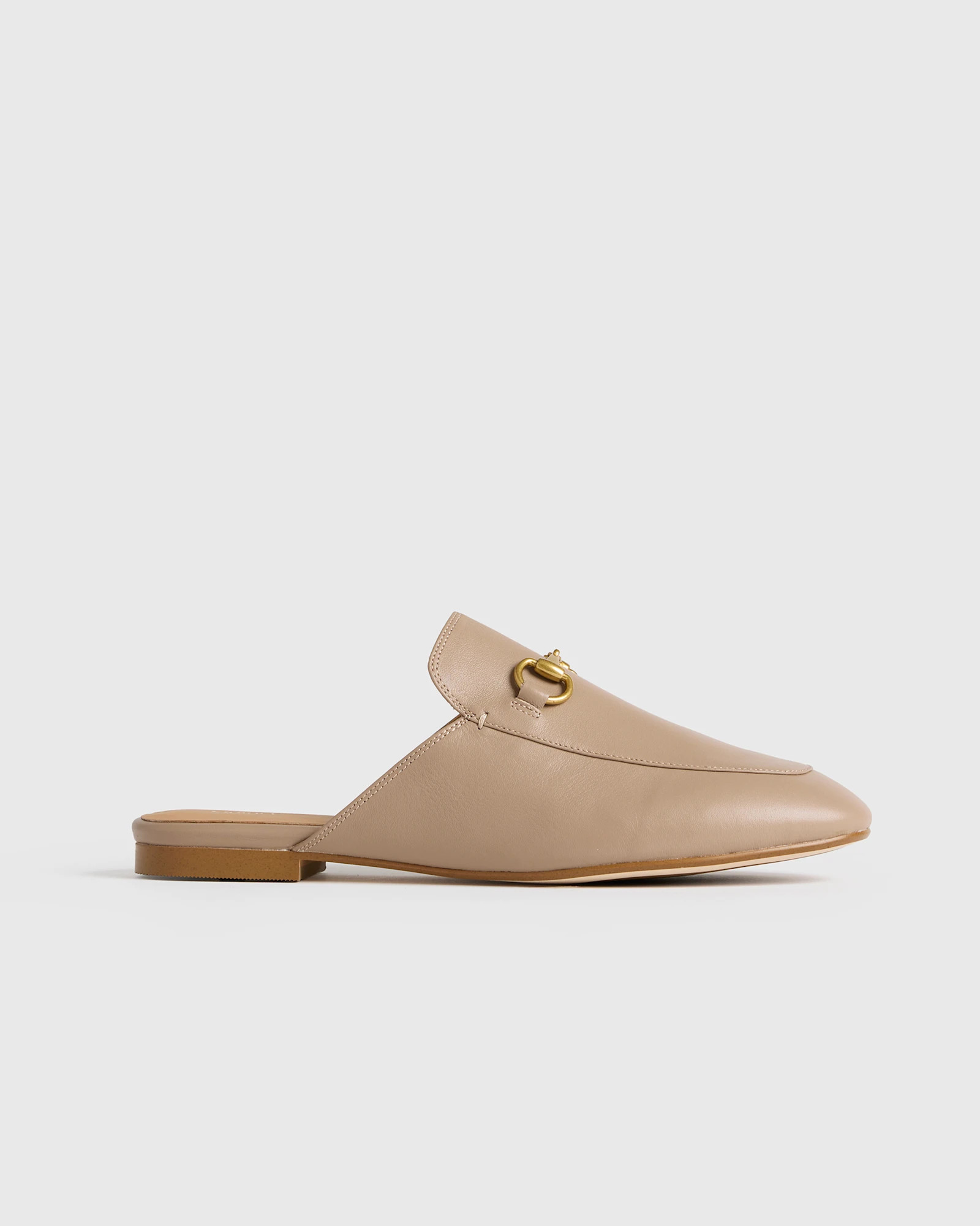 Quince | Women's Italian Leather Horsebit Loafer Mule in Bone, Size 6.5 | Quince