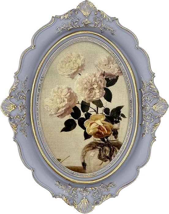 Oval Picture Frame, 4x6 Vintage Picture Frame Light Purple, Glass Front, Antique Decor for Tablet... | Amazon (US)