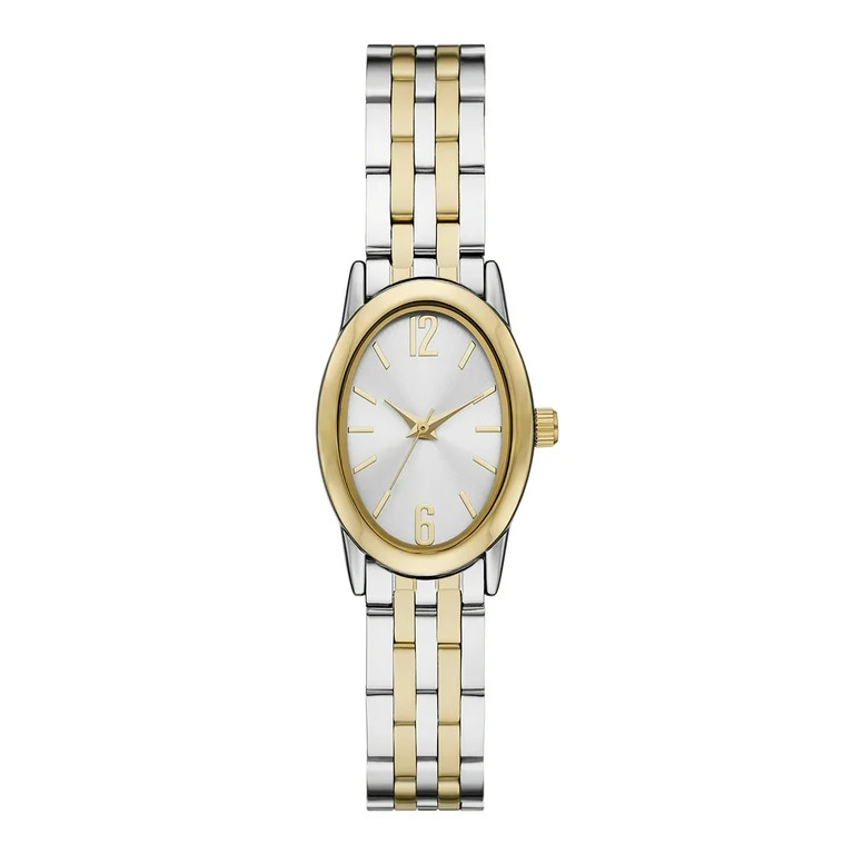 Time and Tru Women's Wristwatch: Two Tone Silver and Gold Oval Case and Dial, 5 Link Bracelet (FM... | Walmart (US)