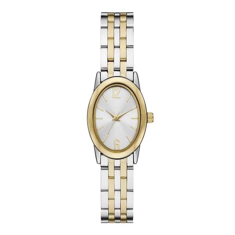 Time and Tru Women's Wristwatch: Two Tone Silver and Gold Oval Case and Dial, 5 Link Bracelet (FM... | Walmart (US)