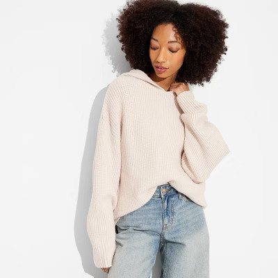 Women's Oversized Ribbed Hoodie Pullover Sweater - Wild Fable™ | Target