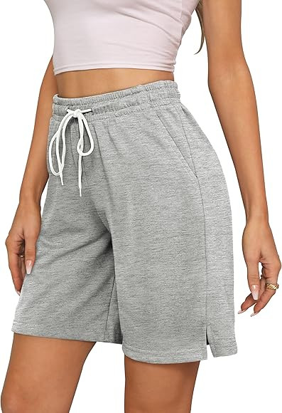 SAMPEEL Women's 7'' Cotton Bermuda Shorts with 3 Pockets Casual Summer Lightweight Workout Shorts... | Amazon (US)