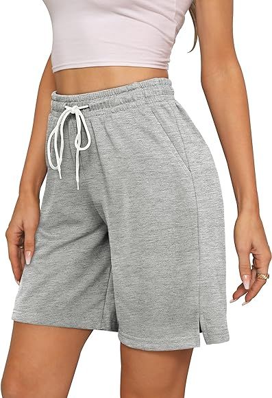 SAMPEEL Women's 7'' Cotton Bermuda Shorts with 3 Pockets Casual Summer Lightweight Workout Shorts... | Amazon (US)