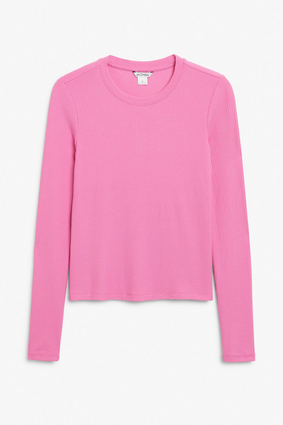 Stretchy ribbed long sleeve top - Pink | Monki