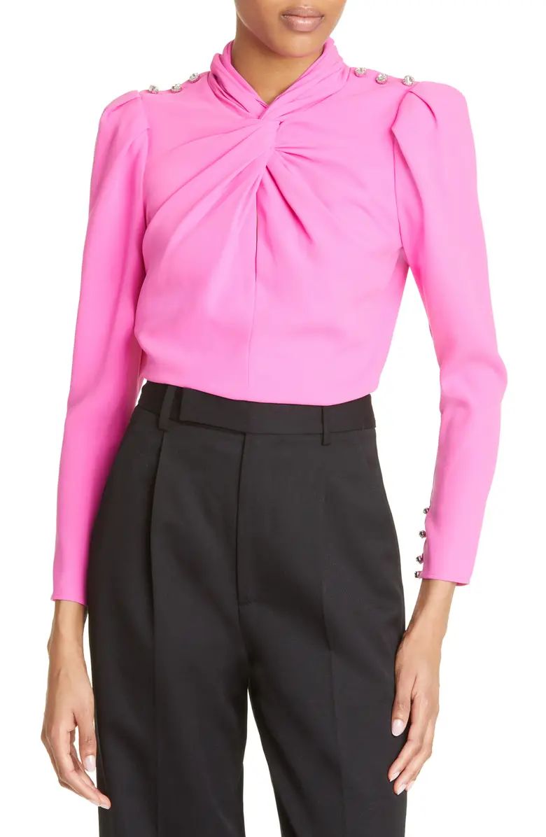 Twisted Collar Stretch Crepe Blouse | Nordstrom