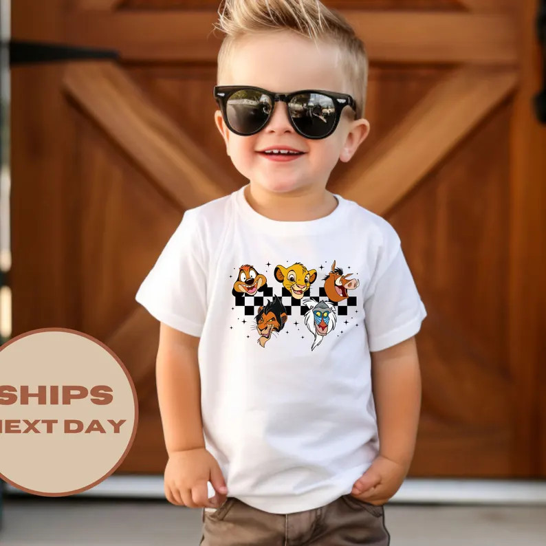 Checkered Simba and Friends T-shirt, Animal Kingdom Toddler Shirt, Disney the Lion King Shirt, Di... | Etsy (US)