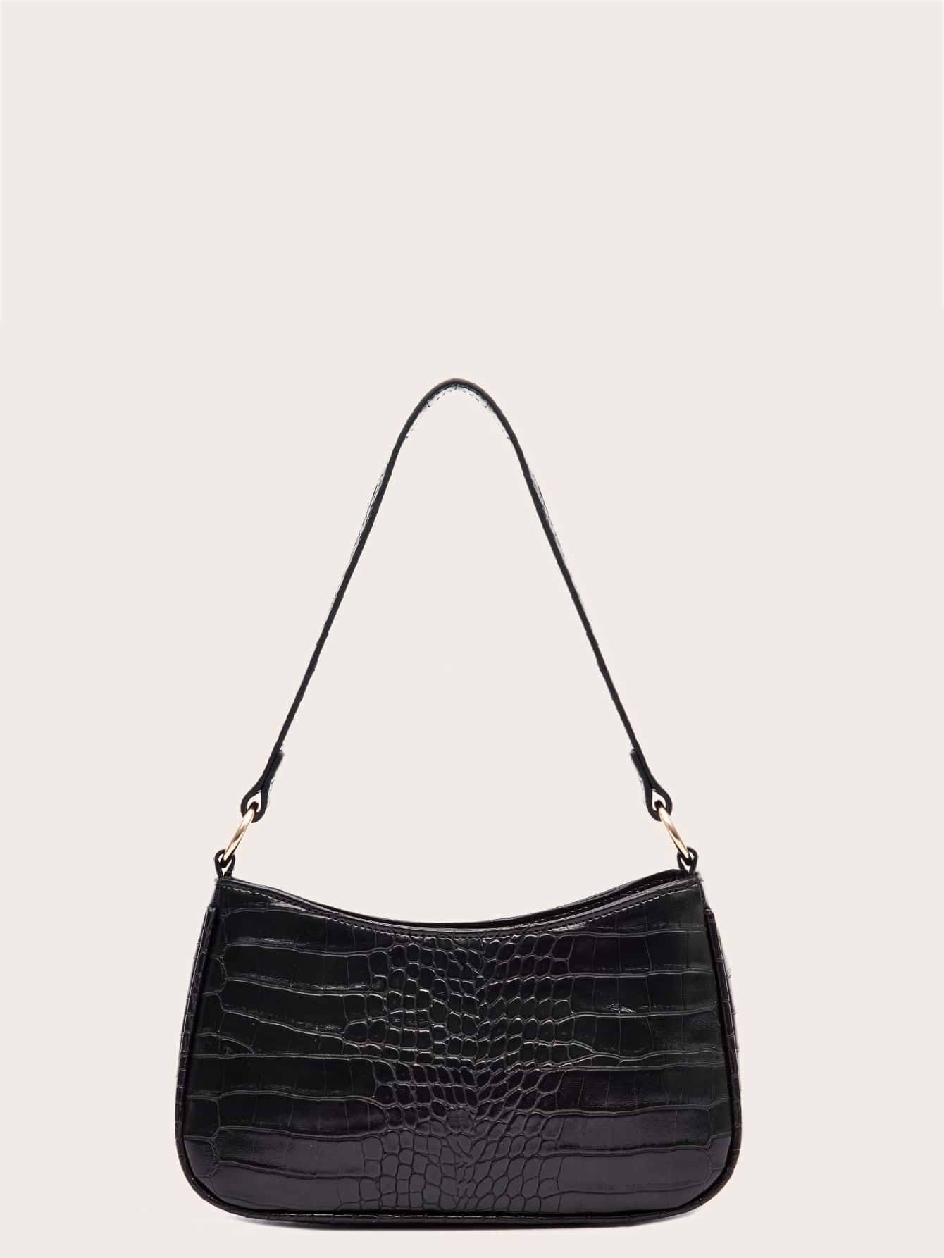 Croc Embossed Baguette Bag | SHEIN
