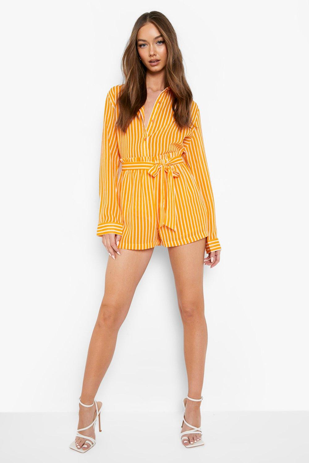 Textured Stripe Flippy Short | Boohoo.com (US & CA)