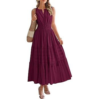 BTFBM Summer Dresses for Women 2026 Sleeveless Boho V Neck A Line Flowy Spring Casual Maxi Dress ... | Amazon (US)