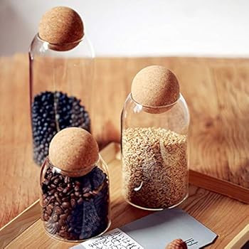 Amazon.com: NUTRIUPS Storage Glass Jar Set Food Storage Tank With Wooden Lid 500 ML,800ML,1200ML | Amazon (US)