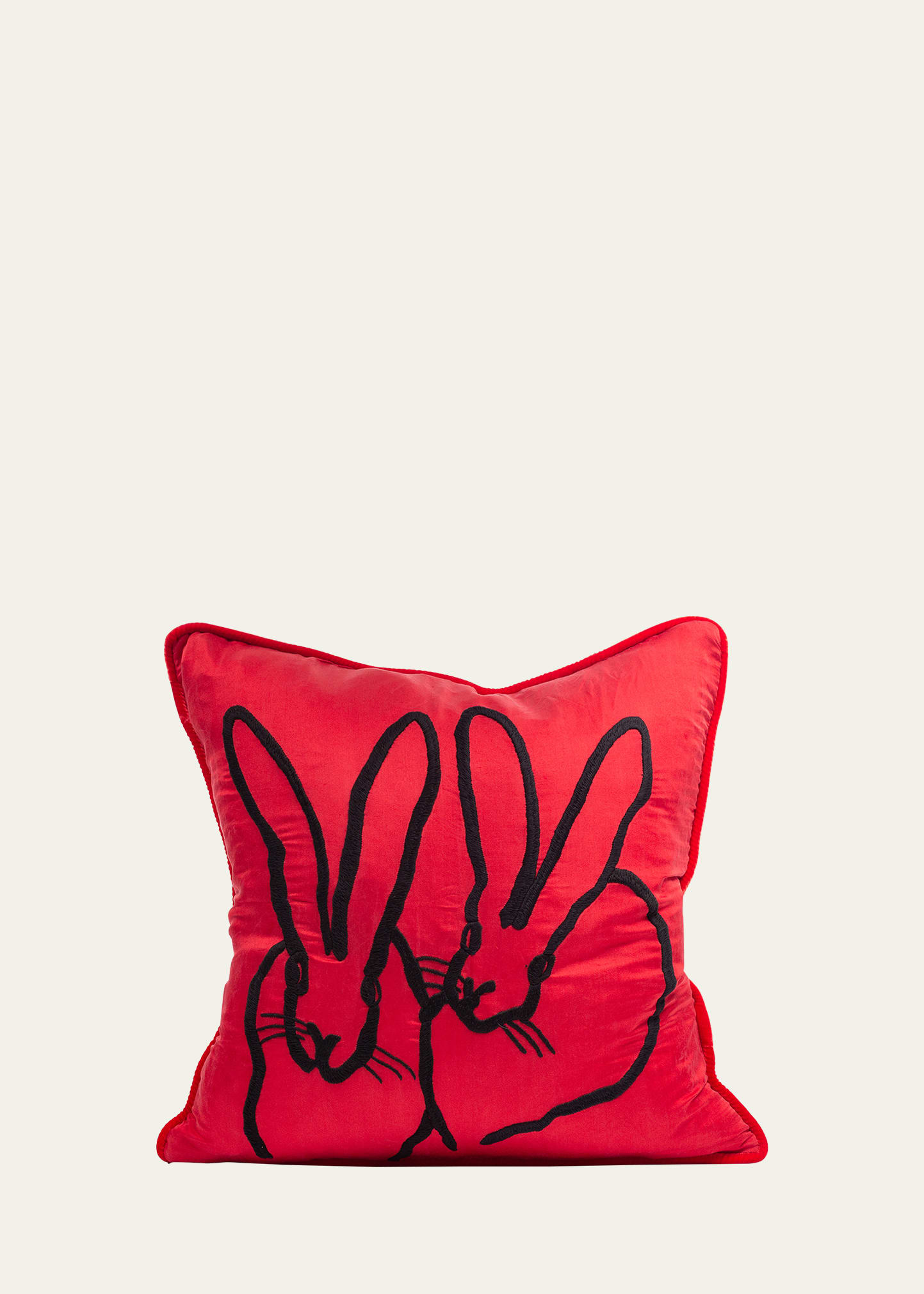 Hunt Slonem Embroidered Bunny Silk Pillow, 18" | Bergdorf Goodman