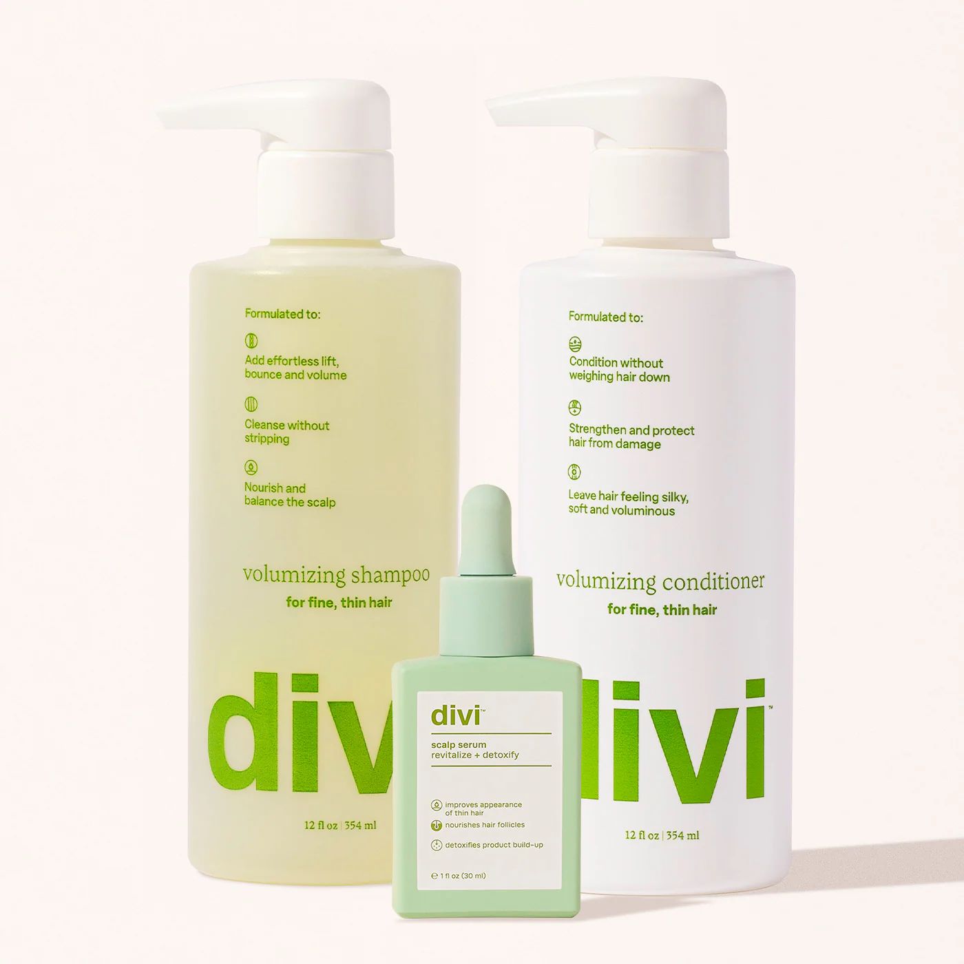 Divi Volumizing Starter Bundle | Volume Shampoo & Conditioner and Scalp Serum | Divi Official