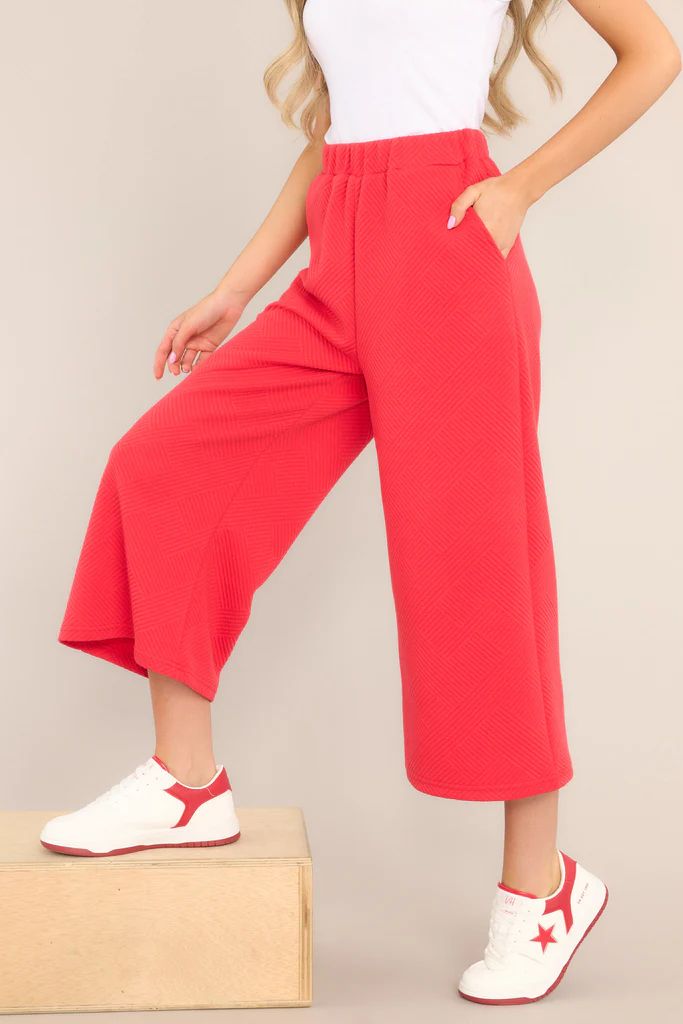Tell Me Red Cropped Textured Pants | Red Dress