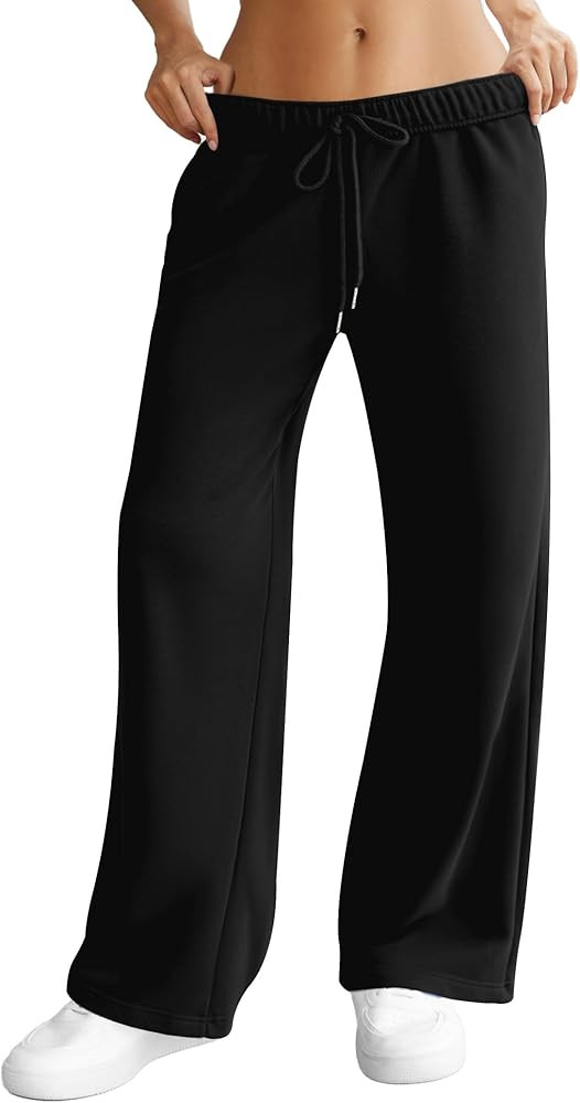 Womens Wide Leg Sweatpants Interior Drawstring Baggy Sweat Pants with Pockets Elastic Waisted Lou... | Amazon (US)