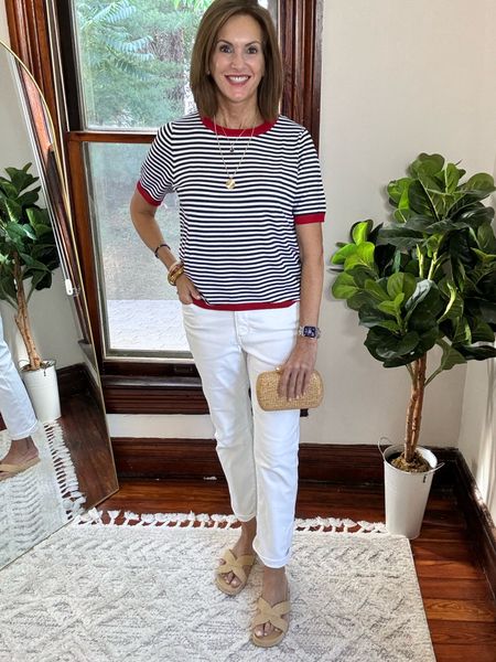 Striped Lightweight Summer Sweater

Sweater - M
White jeans - 30
Raffia Sandals - 10

Jewelry- use code : ANNIEK20

#LTKShoeCrush #LTKFindsUnder50 #LTKStyleTip