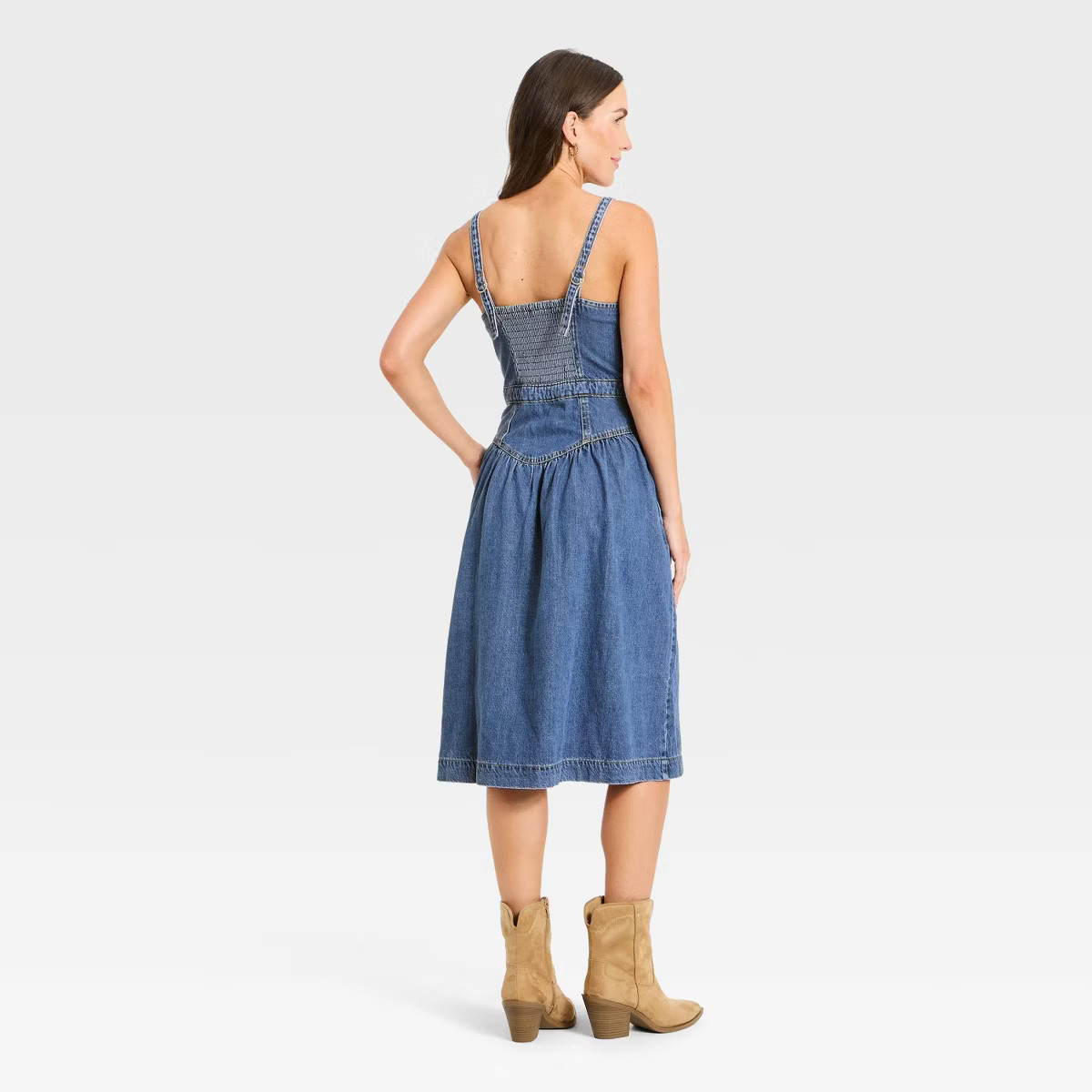 Women's Sleeveless Corset Denim Midi Dress - Universal Thread™ Light Wash | Target
