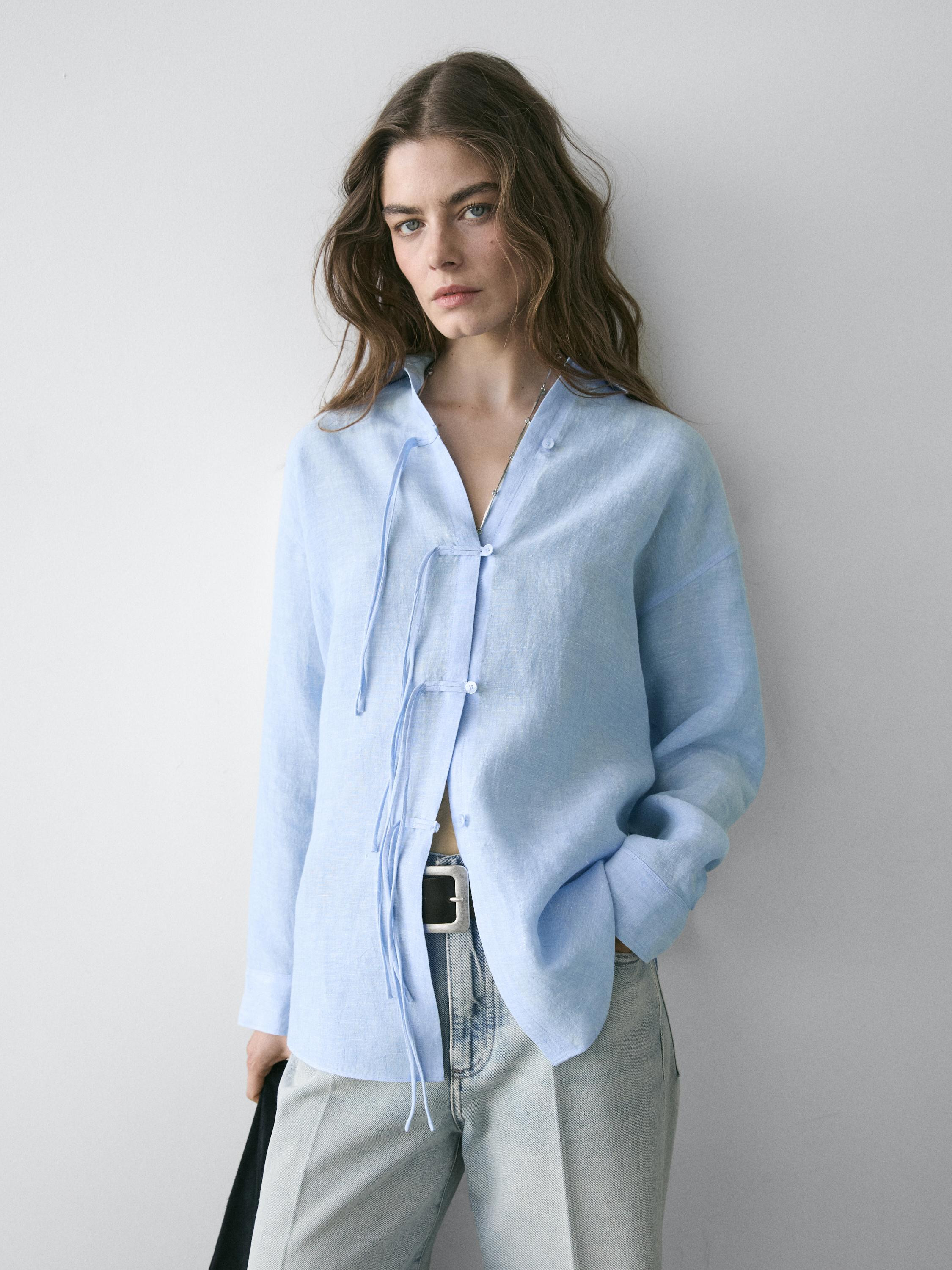 Flowing 100% linen shirt | Massimo Dutti US