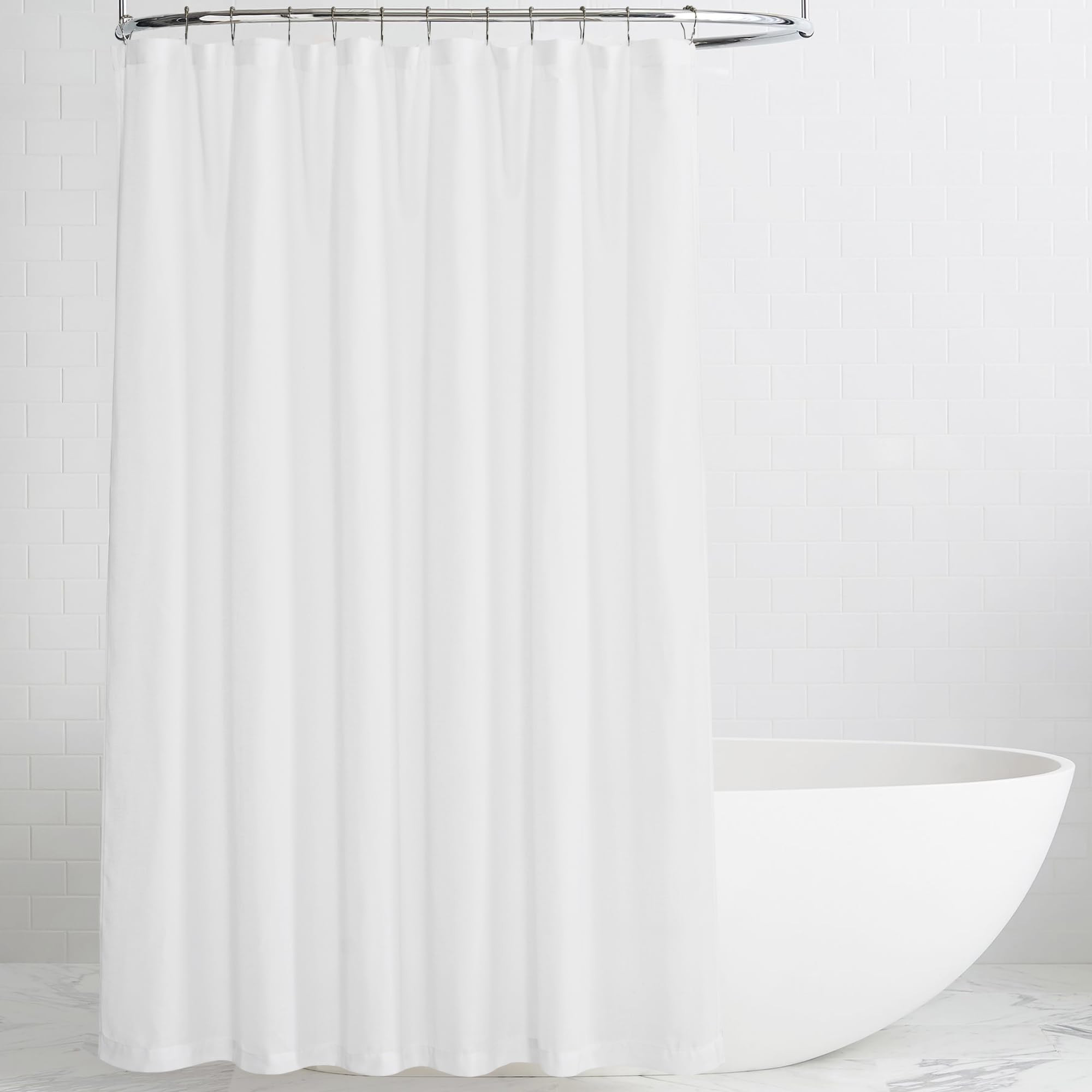KGORGE White Linen Shower Curtain - Semi Sheer Lightweight Button Hole Half Privacy Quick Dry Sho... | Amazon (US)