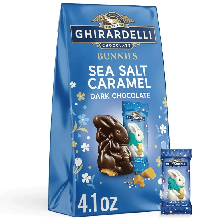 GHIRARDELLI Easter Dark Chocolate Candy Bunnies with Sea Salt Caramel Filling, 4.1 oz Bag | Walmart (US)
