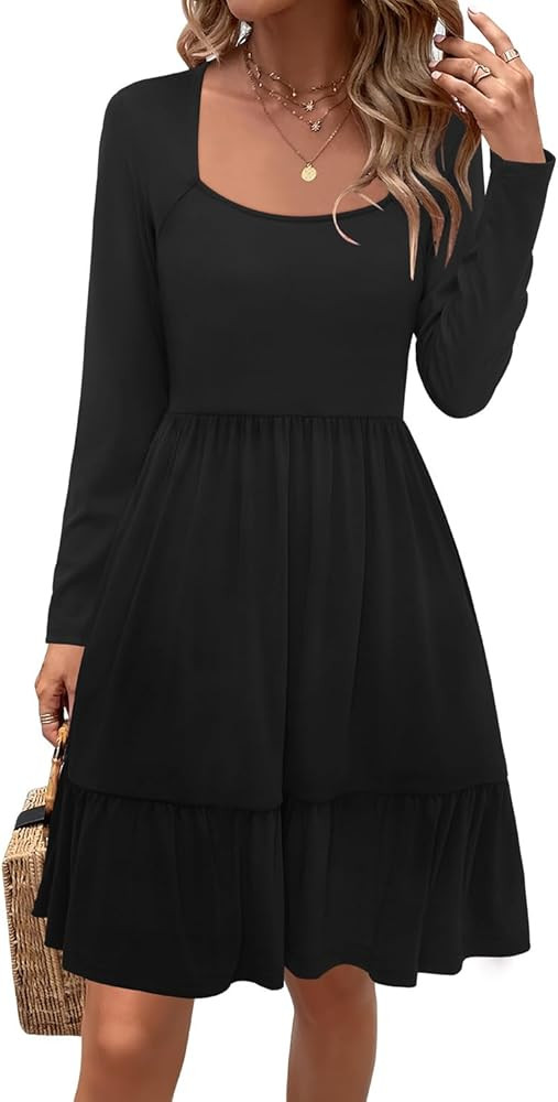 Newshows Womens 2024 Summer Dress Short/Long Sleeve Fall Dresses Business Casual Outfits A-Line R... | Amazon (US)