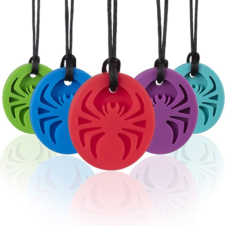 SOSKYGELO Spider Sensory Chew Necklaces, 5Pack Chewy Necklace Sensory Toys for Autistic Children,... | Amazon (US)